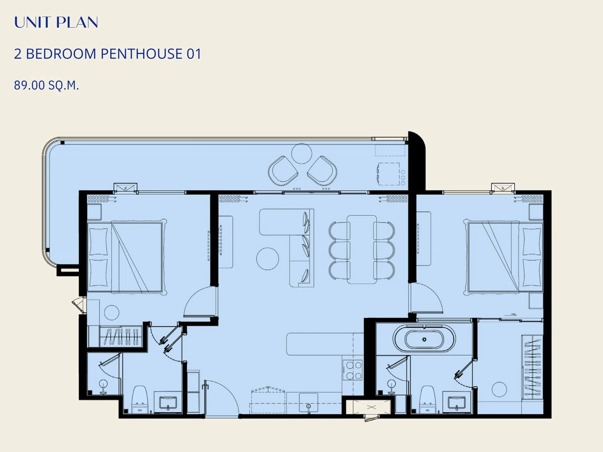 Unit Plan 2 bedroom 89sqm The Title Vivana Kamala Phuket