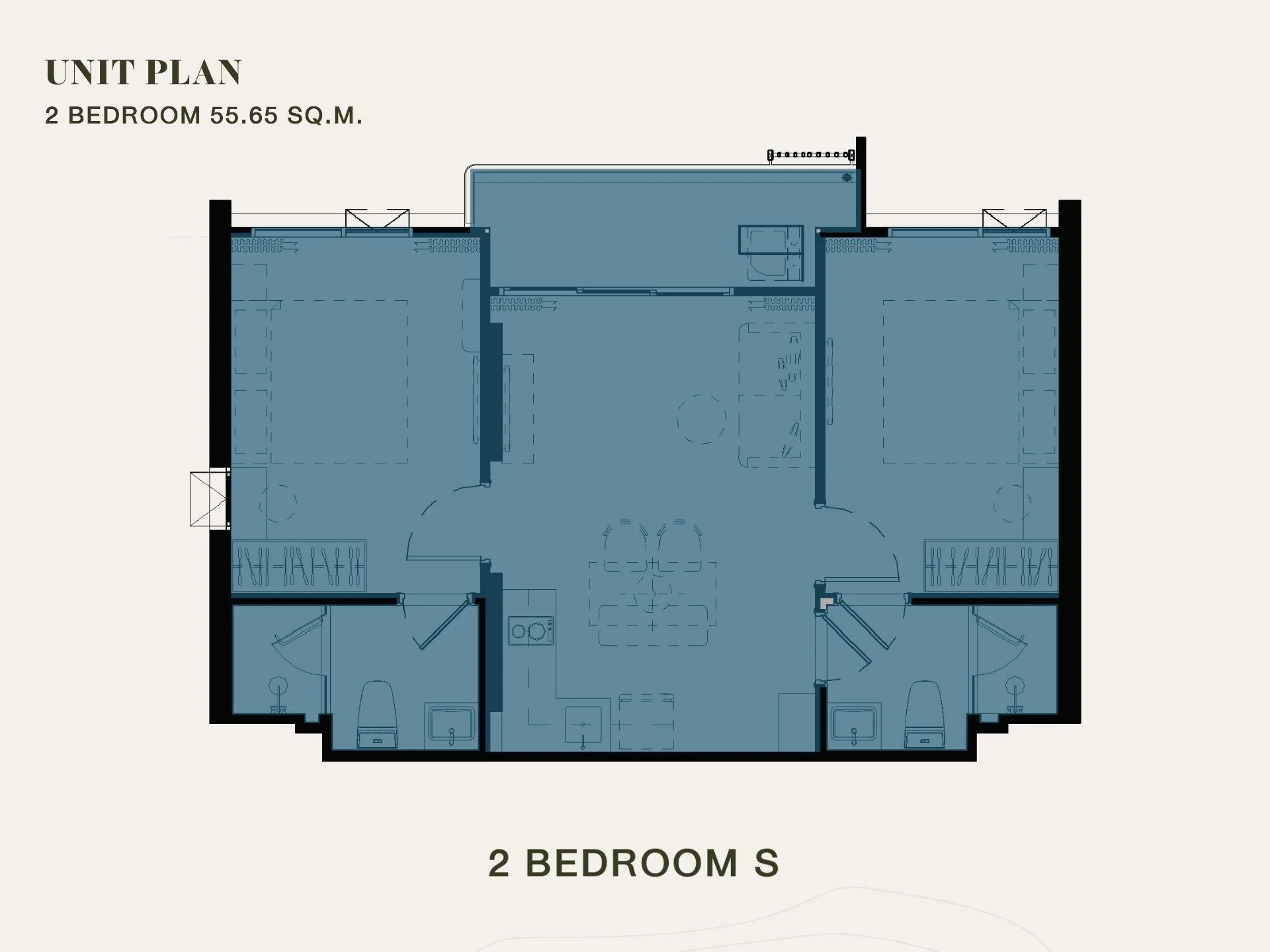 unit plan 2 bedroom 56 sqm The Title Sierra Phuket